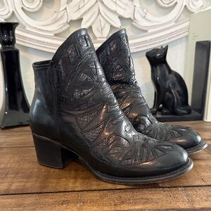 Freebird by Steven Style Calen Black Embossed Leather Ankle Boots